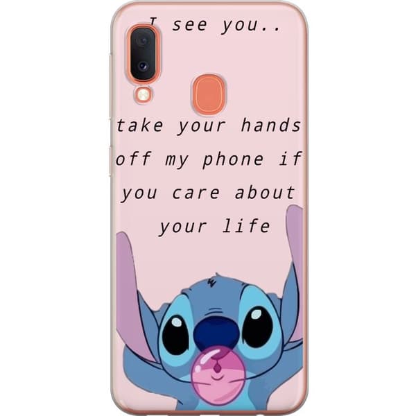 Samsung Galaxy A20e Genomskinligt Skal Stitch Lycka till