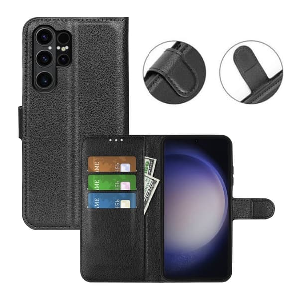 Samsung Galaxy S24 Ultra Plånboksfodral med Stativ - Brun
