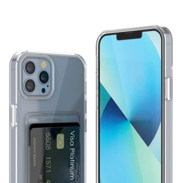 iPhone 13 Pro Mobilskal med Korthållare TPU - Transparent