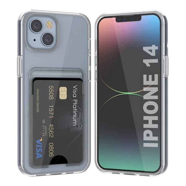 iPhone 14 Mobilskal med Korthållare TPU - Transparent