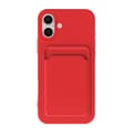 Miniatyrbillede 2 af 4: iPhone 16 Plus Mobilskal Silikon med Korthållare - Röd
