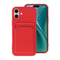 Miniatyrbillede 1 af 4: iPhone 16 Plus Mobilskal Silikon med Korthållare - Röd