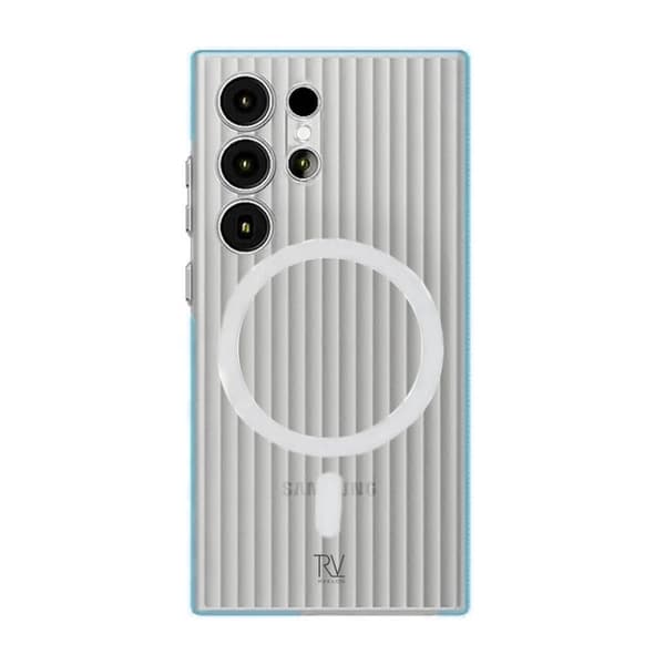 Samsung Galaxy S23 Ultra Mobilskal Korrugerad med Magnet Rvelon - Blå