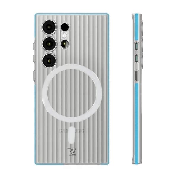 Samsung Galaxy S23 Ultra Mobilskal Korrugerad med Magnet Rvelon - Blå