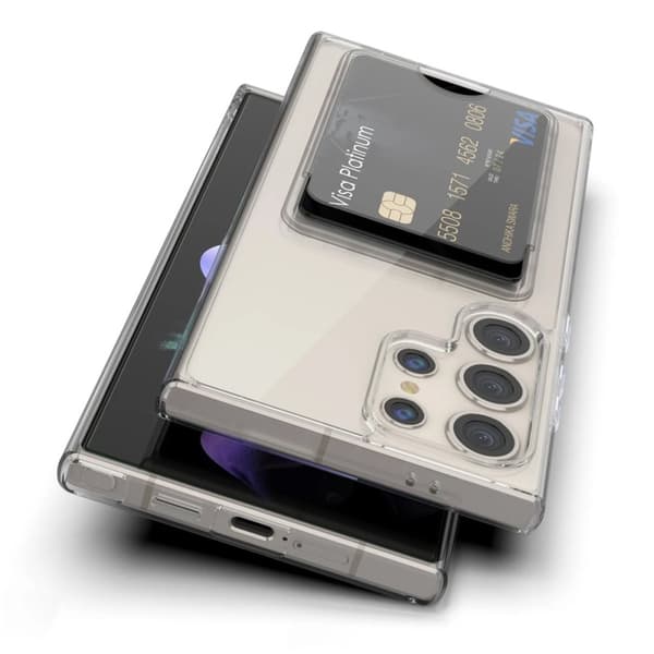 Samsung Galaxy S23 Ultra Mobilskal med Korthållare - Transparent