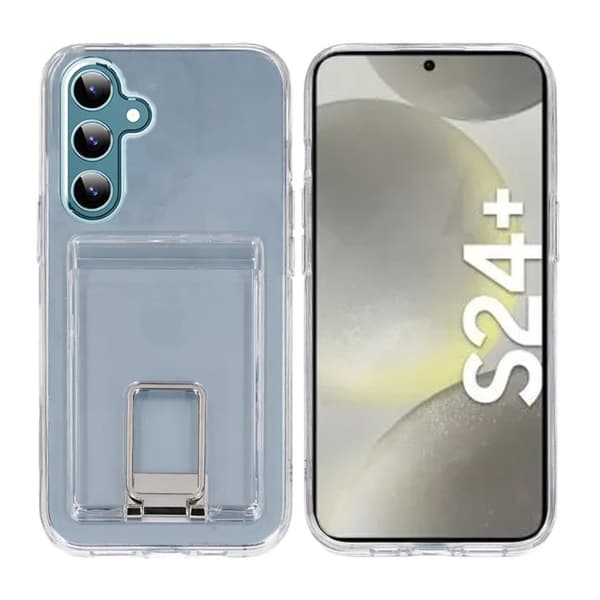 Samsung Galaxy S24 Plus Mobilskal med Korthållare och Stativ - Transparent