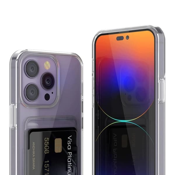 iPhone 15 Pro Mobilskal med Korthållare TPU - Transparent