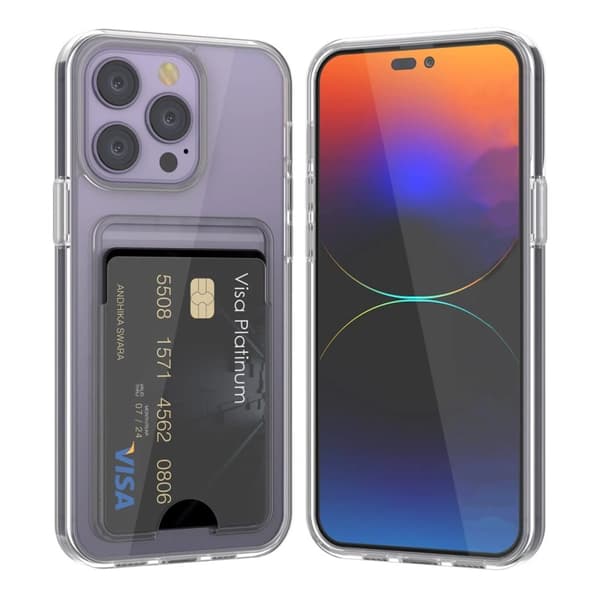 iPhone 15 Pro Mobilskal med Korthållare TPU - Transparent