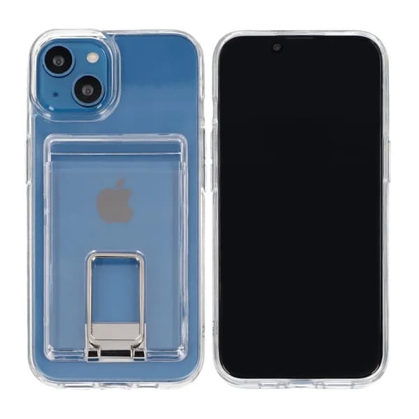 iPhone 15 Mobilskal med Korthållare och Stativ - Transparent