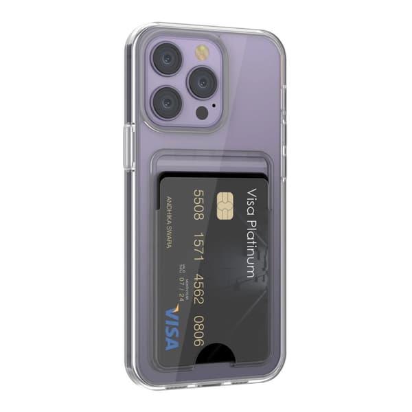 iPhone 14 Pro Mobilskal med Korthållare TPU - Transparent