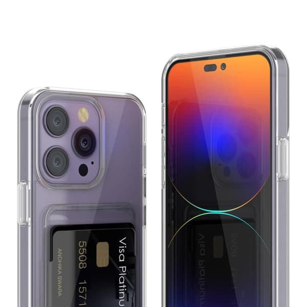 iPhone 14 Pro Mobilskal med Korthållare TPU - Transparent
