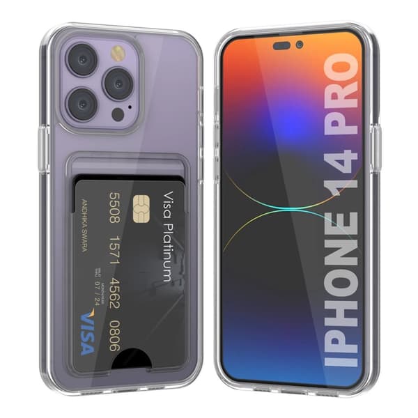 iPhone 14 Pro Mobilskal med Korthållare TPU - Transparent