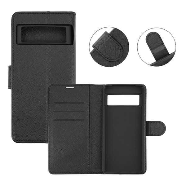 Google Pixel 7 Plånboksfodral med Stativ - Black