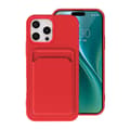 Pikkukuva 1 / 4: iPhone 16 Pro Max Mobilskal Silikon med Korthållare - Röd
