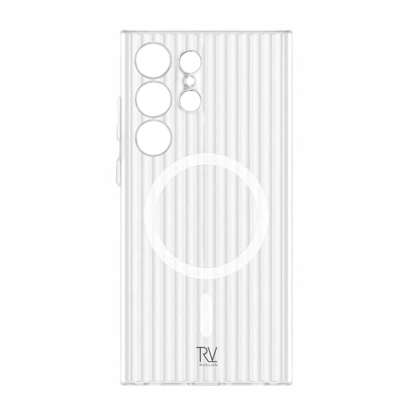 Samsung Galaxy S23 Ultra Mobilskal Korrugerad med Magnet Rvelon - Vit