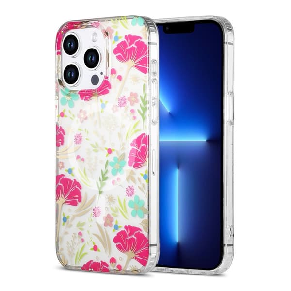 iPhone 13 Pro Max Mobilskal MagSafe - Blommor Röd/Grön