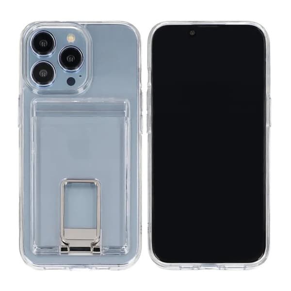 iPhone 12/12 Pro Mobilskal med Korthållare och Stativ - Transparent
