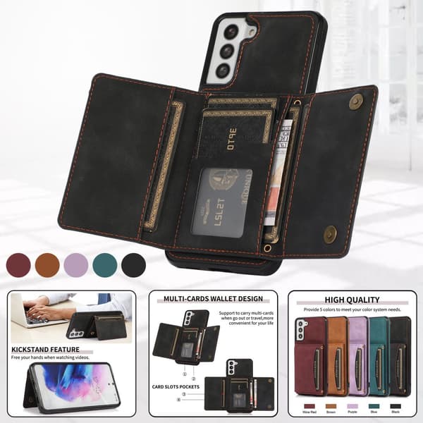 INF Tri-Fold PU-läderplånboksfodral med korthållare för Samsung Samsung Galaxy S21