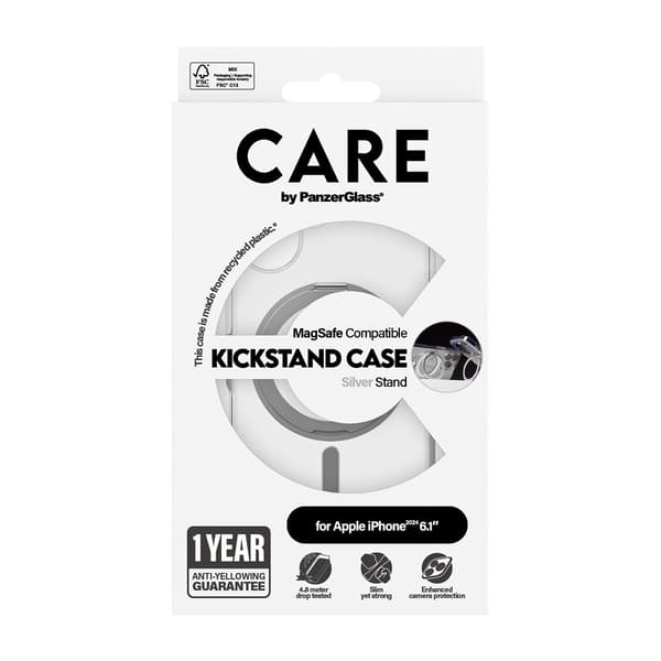 CARE by PanzerGlass iPhone 16 Skal Kickstand MagSafe Silver