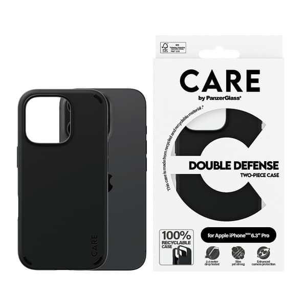 CARE by PanzerGlass iPhone 16 Pro Kuori Double Defence Musta