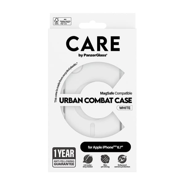 CARE by PanzerGlass iPhone 16 Plus Kuori Urban Combat MagSafe Valkoinen