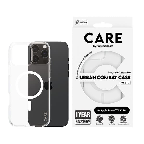 CARE by PanzerGlass iPhone 16 Pro Max Cover Urban Combat MagSafe Hvid