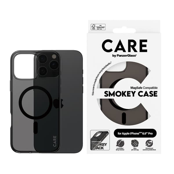 CARE by PanzerGlass iPhone 16 Pro Max Deksel Smokey MagSafe Svart