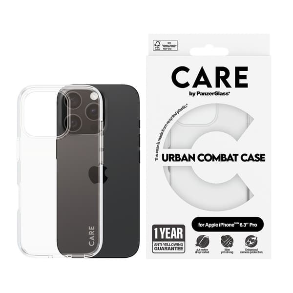 CARE by PanzerGlass iPhone 16 Pro Skal Urban Combat Transparent