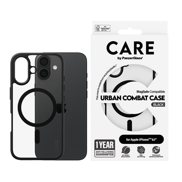CARE by PanzerGlass iPhone 16 Kuori Urban Combat MagSafe Musta