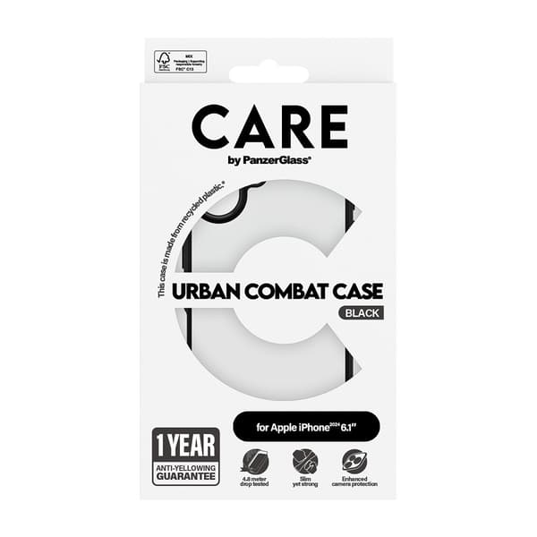 CARE by PanzerGlass iPhone 16 Deksel Urban Combat Svart