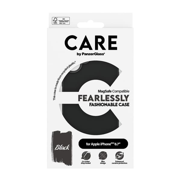 CARE by PanzerGlass iPhone 16 Plus Kuori Fashionable MagSafe Musta