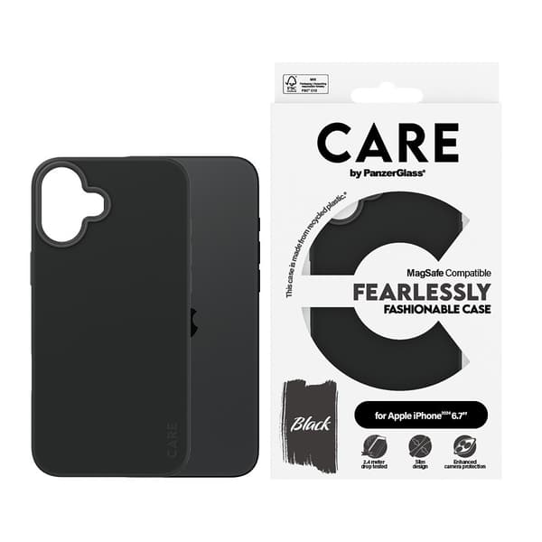CARE by PanzerGlass iPhone 16 Plus Kuori Fashionable MagSafe Musta