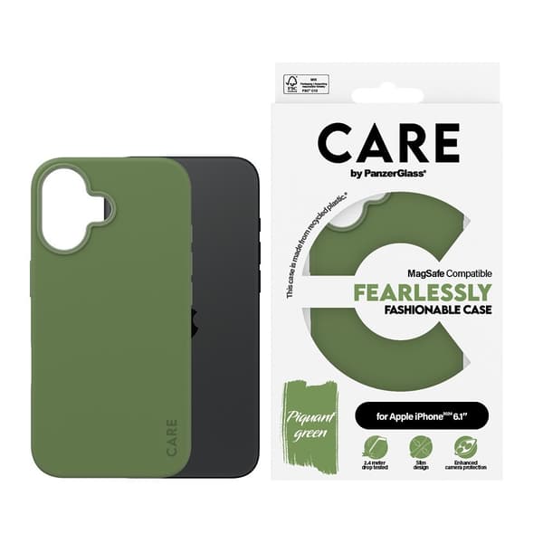 CARE by PanzerGlass iPhone 16 Cover Fashionable MagSafe Grøn