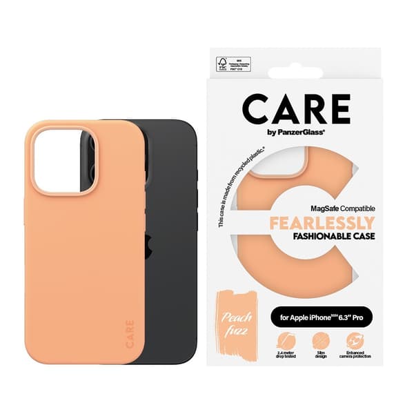 CARE by PanzerGlass iPhone 16 Pro Skal Fashionable MagSafe Peachy