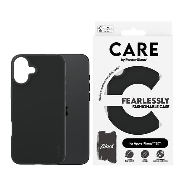 CARE by PanzerGlass iPhone 16 Plus Skal Fashionable Svart