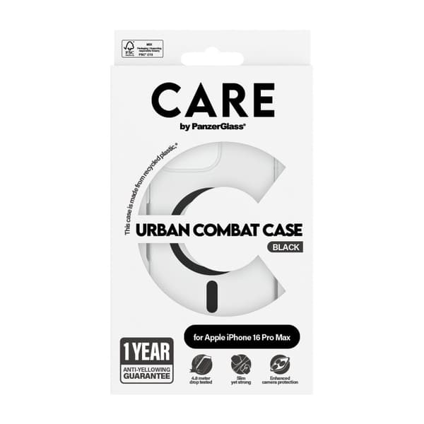 CARE by PanzerGlass iPhone 16 Pro Max Skal Urban Combat MagSafe Svart Transparent