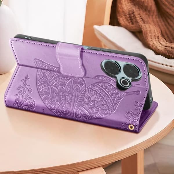 Mandala Butterfly Fodral för Xiaomi Redmi 13 - AVIZAR - Lila - Plånbok handledsrem