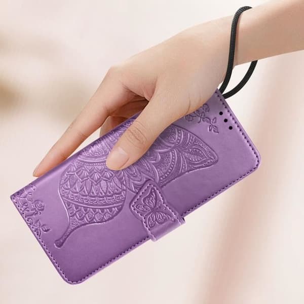 Mandala Butterfly Fodral för Xiaomi Redmi 13 - AVIZAR - Lila - Plånbok handledsrem