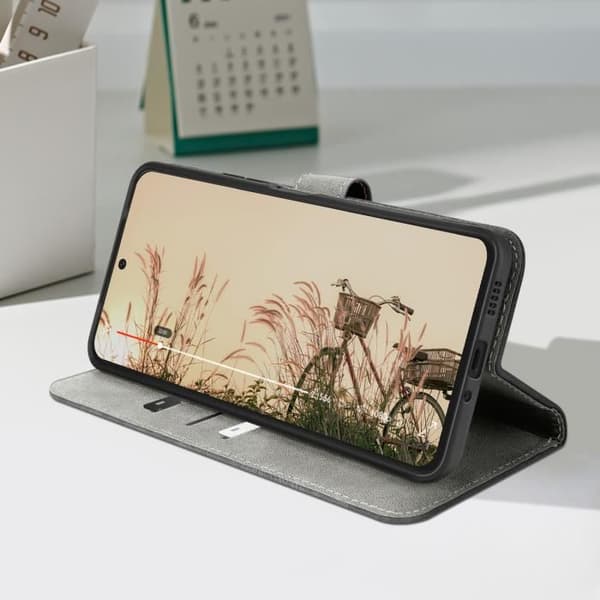 Hus för Huawei Nova 12i - AVIZAR - Borstat Effekt - Plånbok och Ställ - Svart
