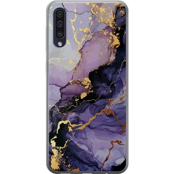Samsung Galaxy A50 Läpinäkyvä kuori Purppuranhohtoinen Marmori