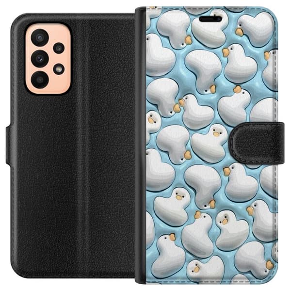 Samsung Galaxy A23 Plånboksfodral Bubbliga Ankor Blå