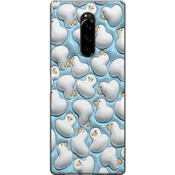 Sony Xperia 1 Genomskinligt Skal Bubbliga Ankor Blå