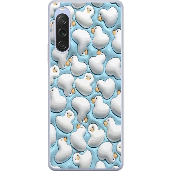 Sony Xperia 10 V Läpinäkyvä kuori Kuplat Sinisessä