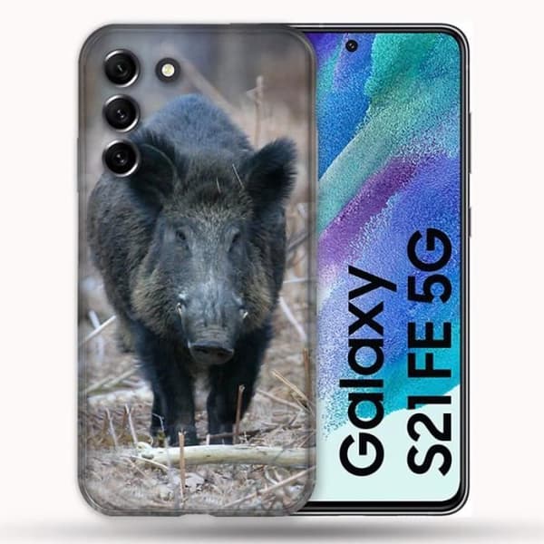 Fodral till Samsung Galaxy S21 FE / S21FE Hunting Wild Boar Pine en storlek