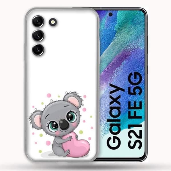 Fodral till Samsung Galaxy S21 FE / S21FE Animal Koala Heart en storlek