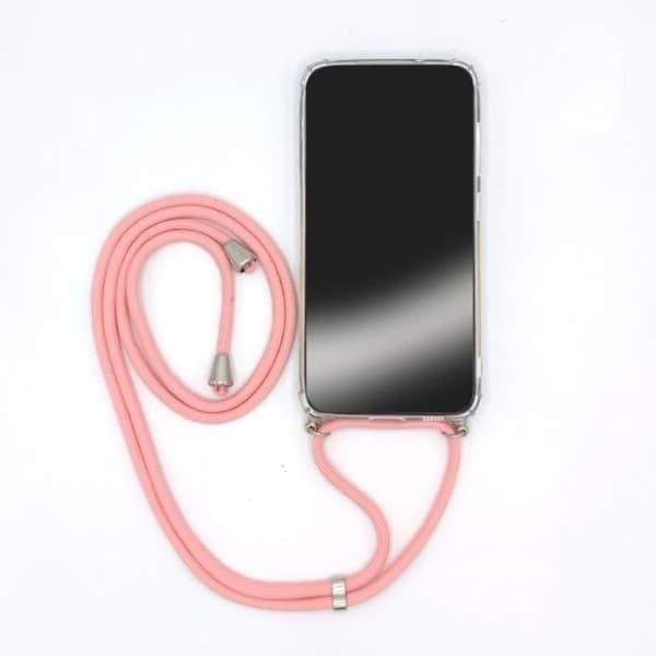 Genomskinligt fodral för Iphone X/XS med snöre/axelrem Telefonsladd Rosa One Size