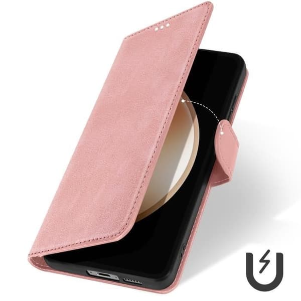 Fodral till Samsung Galaxy S24 FE Handledsrem Flip Wallet Stand Champagne Pink