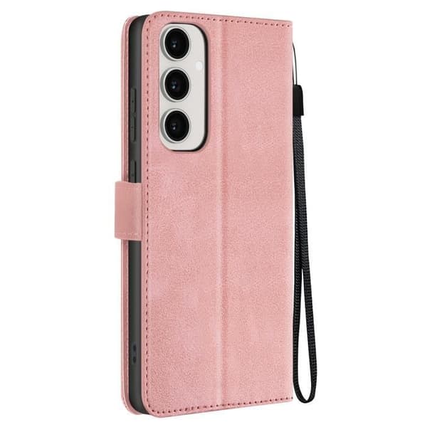Fodral till Samsung Galaxy S24 FE Handledsrem Flip Wallet Stand Champagne Pink