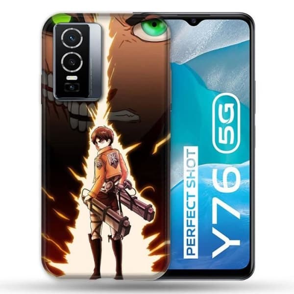 Fodral till Vivo Y76 5G Manga Attack Titans Eren Lightning en storlek