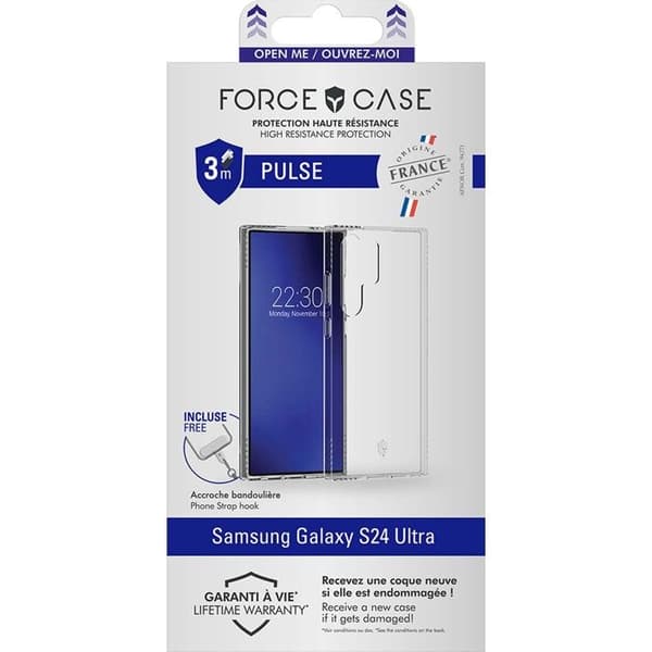 Coque Förstärkt - FR Kraftskal - Samsung G S24 ULTRA - Transparent - Livstidsgaranti - 3m fall